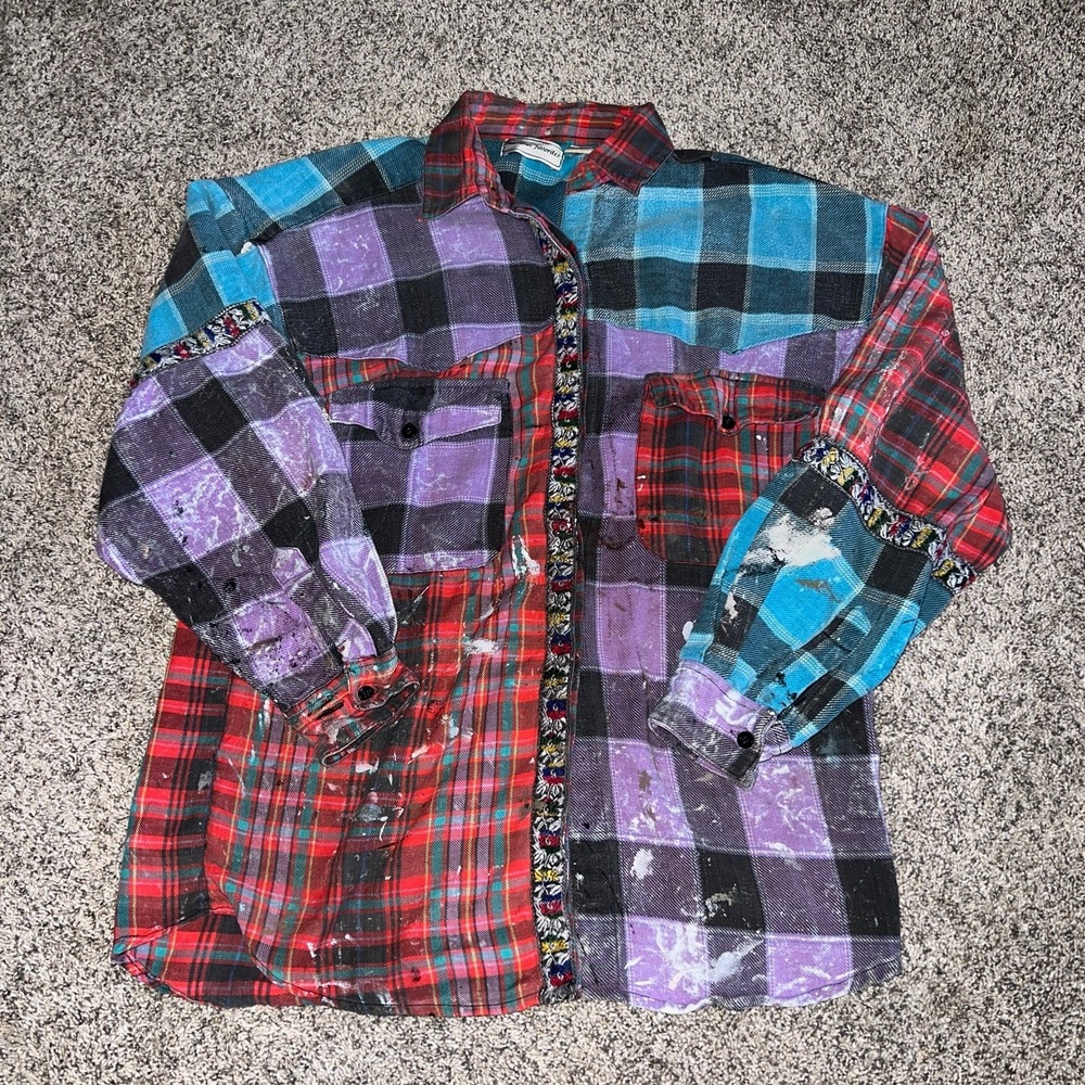 American Favorites Multi pattern‎ Plaid Button Shirt Long Sleeve Women's Small